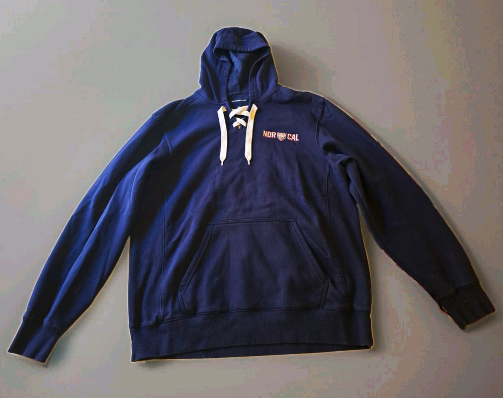 Sport-Tek Men’s Blue Fleece Pullover Hoodie Nor Cal USA Softball Drawstring 2XL